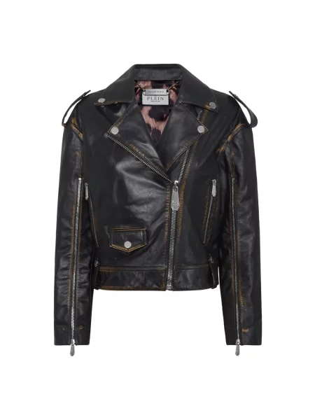 Kurtka skórzana Philipp Plein czarna