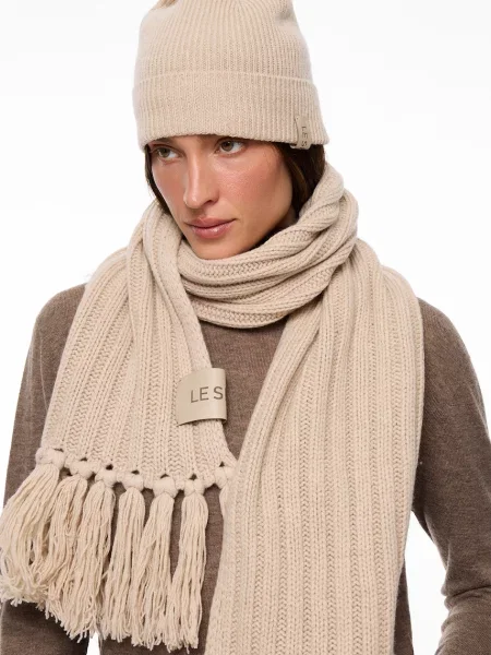 LE SH KA headwear LE SH KA шарф з додаванням кашеміру Beige Cashnere Scarf бежевий