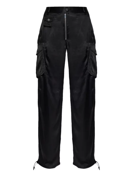 Pantaloni cargo Ganni din satin negru