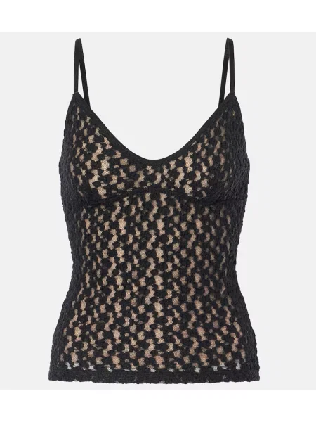 Maiou Vince cu model floral transparente din dantelă negru