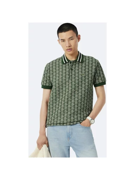 Polo Lacoste Bord-cotes z krótkim rękawem ciemnozielony M zielona
