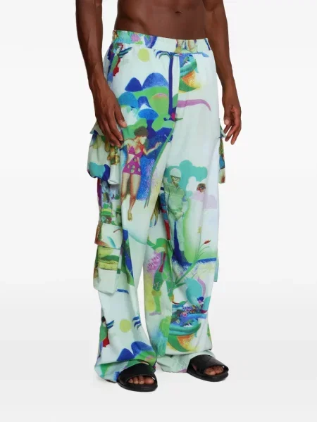 Pantaloni Amir Slama cu imagine verde