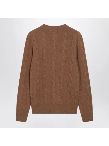 Sweter Ami Paris z logo brązowy