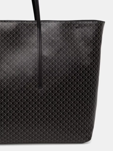 Táska Calvin Klein Emblem Aop Large Tote W/ Pouch fekete