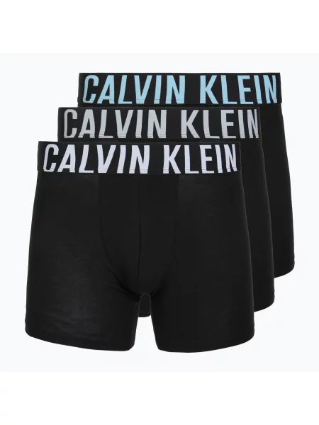Boxeralsó Calvin Klein Boxer Brief 3 pairs black w/harbor mist logo/black w. Méret: S fekete