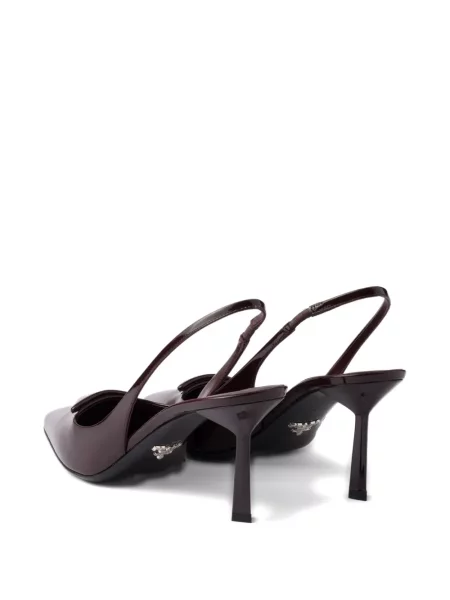 Pantofi cu toc Prada cu vârf ascuţit slingback maro