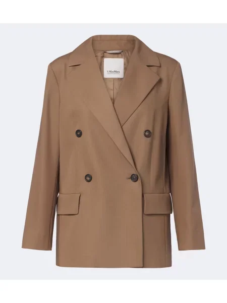 Sacou 's Max Mara de lână cu două rânduri de nasturi bej