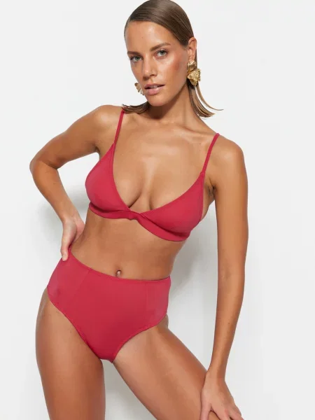 Bikini Trendyol cu talie înaltă roșu