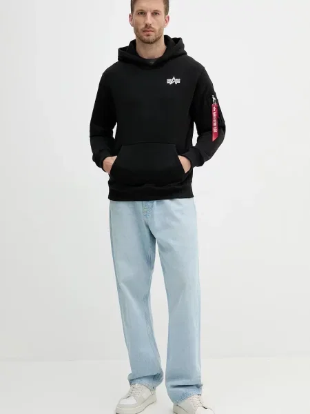 Alpha Industries Mikina Signature Backprint čierna