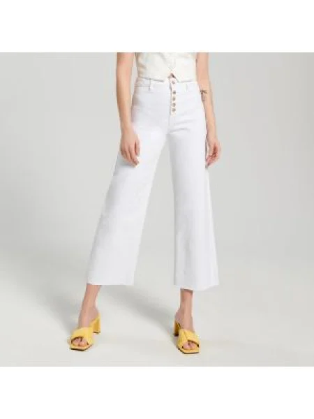 Sinsay Džíny high waist wide leg Krémová