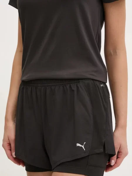 Puma szorty do biegania Velocity wzorzyste medium waist czarny