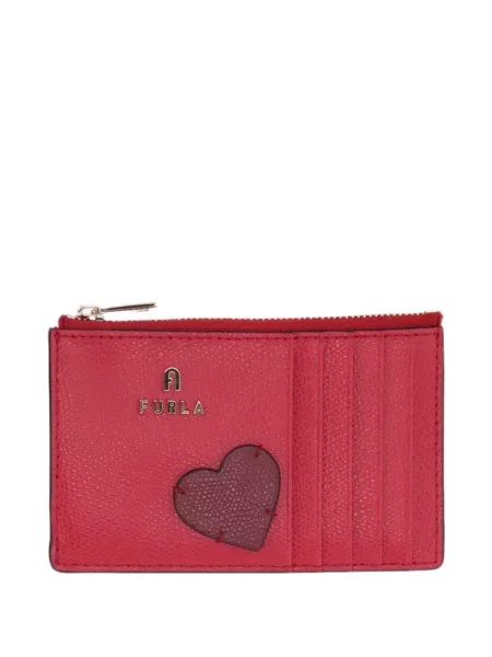 Portofel Furla din piele cu motiv cu inimi roșu