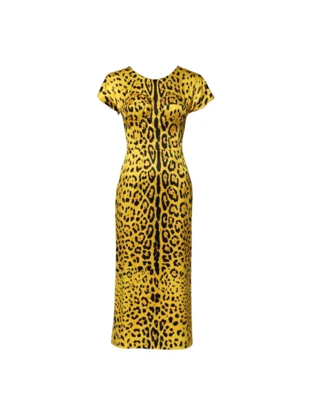 Osłona sukienka midi Dolce And Gabbana do kolan żółta