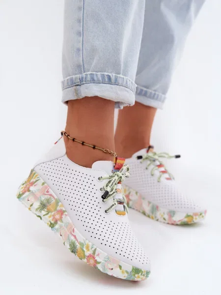 Pantofi Artiker din piele cu platformă alb