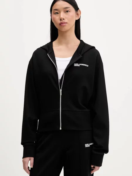 Karl Lagerfeld Jeans bluză cu glugă uni negru
