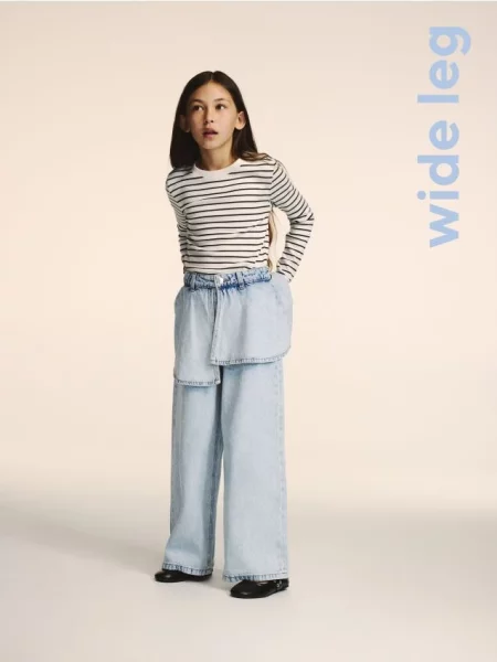 Reserved Blugi super wide leg cu fustă albastru