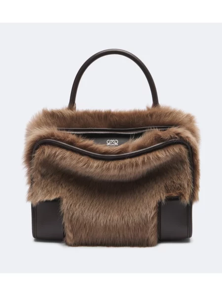 Top Loewe din piele de oaie maro