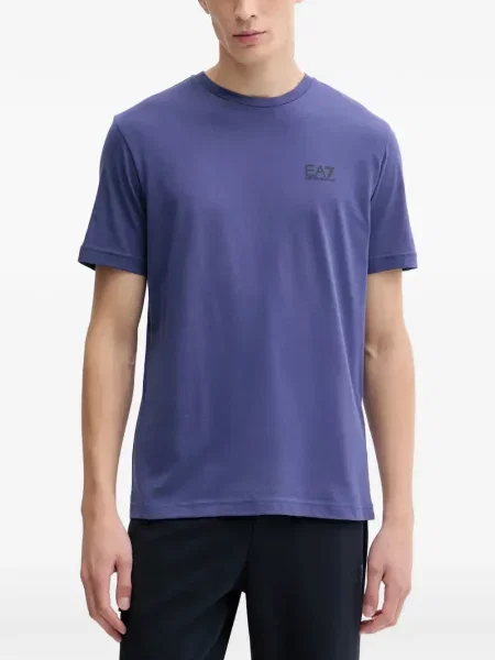 Tricou Ea7 Emporio Armani cu imagine cu decolteu rotund violet
