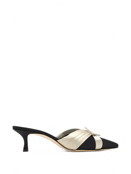 Papuci tip mules Manolo Blahnik cu cataramă negru