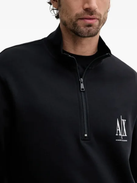 Hanorac cu fermoar Armani Exchange cu autograf negru