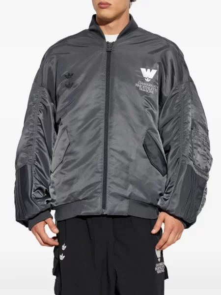 Decupat geacă bomber Adidas alergare gri
