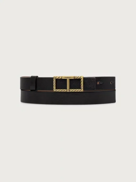 Twinset curea reversibilă pentru femei cu imitație de piele negru