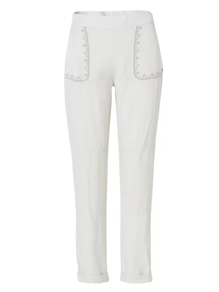 KOROSHI Kalhoty / světle šedá / stříbrná / offwhite béžová