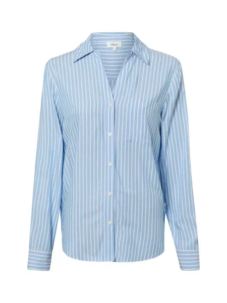 Bluzka koszulowa o kroju comfort fit z czystej S.oliver Red Label niebieska