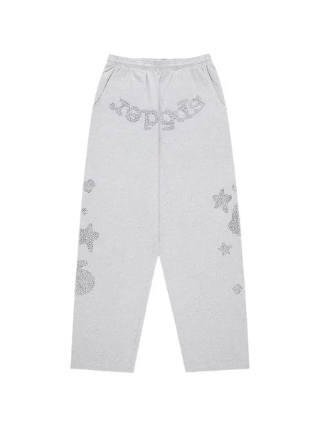 Stras pantaloni Sp5der alergare cu picior lat gri