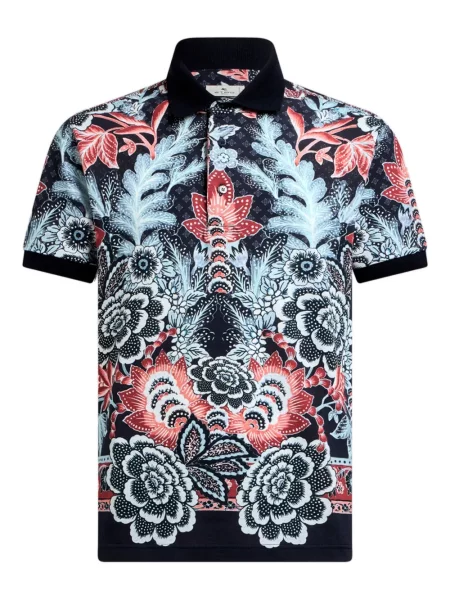 Polo Etro cu model floral cu imagine albastru