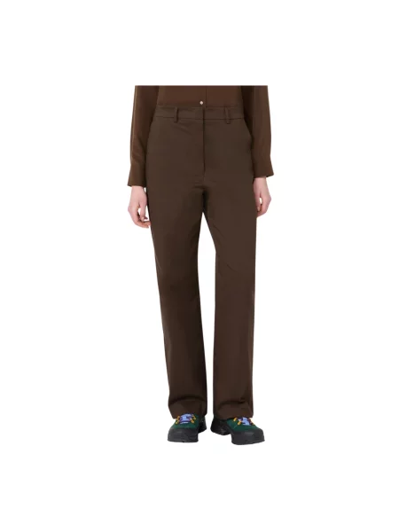Satynowe spodnie Weekend Max Mara brązowe