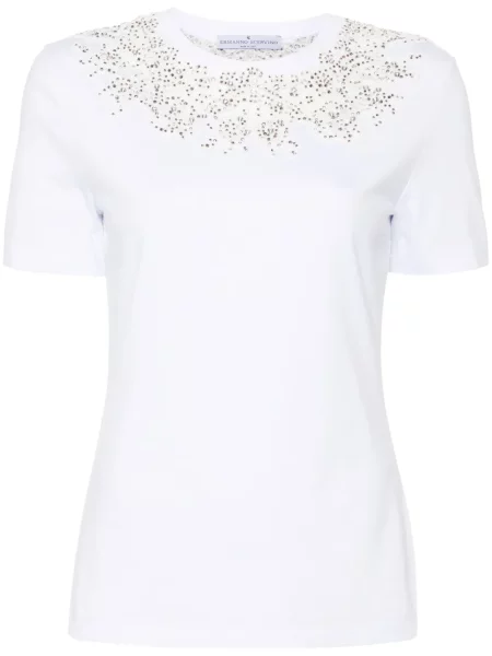 Tricou Ermanno Scervino din dantelă de cristal alb