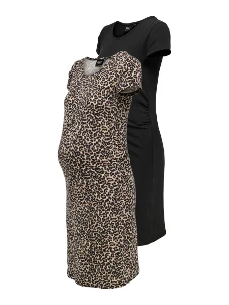 Only Maternity Rochie OLMLOVELY bej / ecru negru