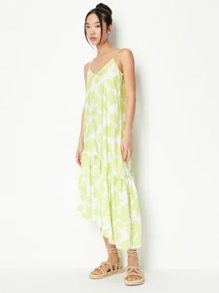 Armani Exchange rochie midi evazati verde