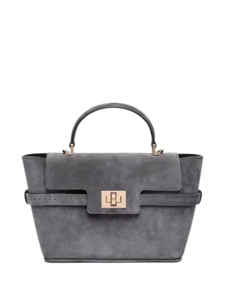 Geantă shopper Max Mara din piele de căprioară gri