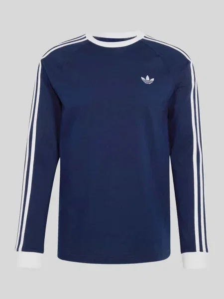 Bluzka z długim rękawem o kroju regular fit z czystej bawełny Adidas Originals granatowa