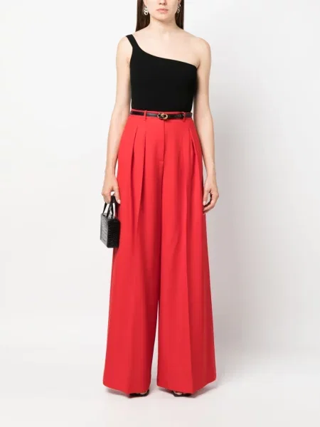 Vilnonės plisuoti kelnės Michael Kors Collection raudona