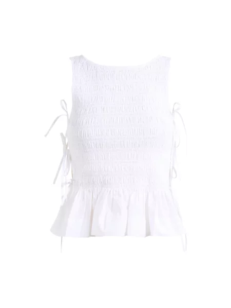 Top Ganni na ramiączkach biały