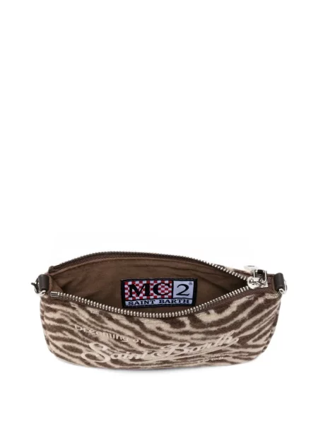 Ζεβρε clutch Mc2 Saint Barth με κέντημα καφέ