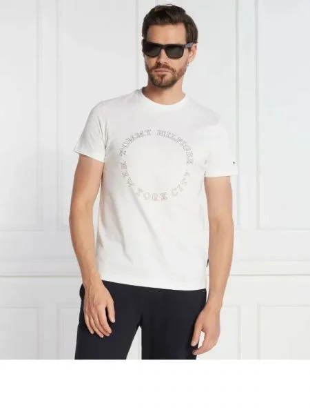 Tommy Hilfiger Tricou MONOTYPE ROUNDLE alb