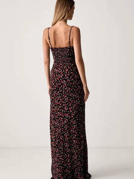 Le Privé sukienka z ROSELINE CHIFFON FLEUR czarna