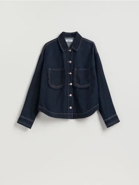 Reserved Сорочка з оборками темно-синій синя