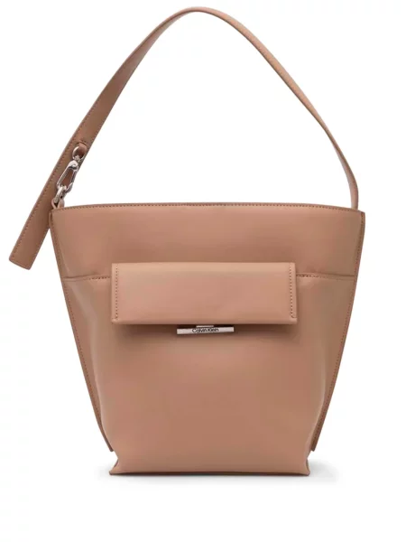 Geanta de piele Calvin Klein din piele maro