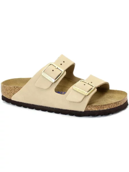 Šľapky Birkenstock z nubuku béžová
