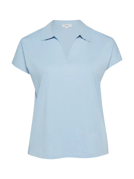 T-shirt z kołnierzykiem polo i opuszczonymi ramionami niebieska