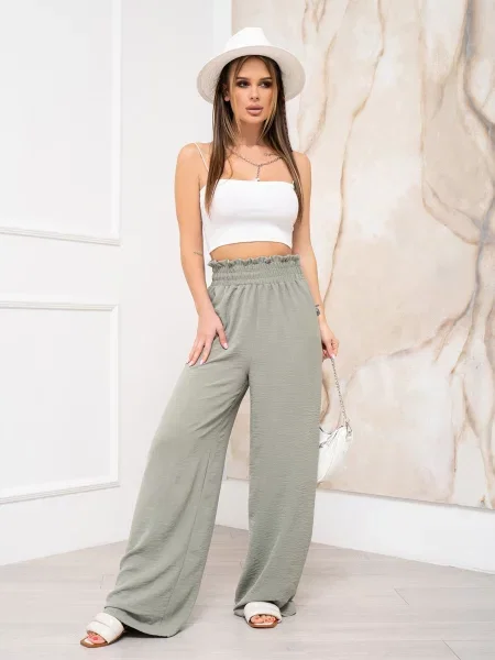 ISSA Plus Штани палаццо Оливковий Без підкладки