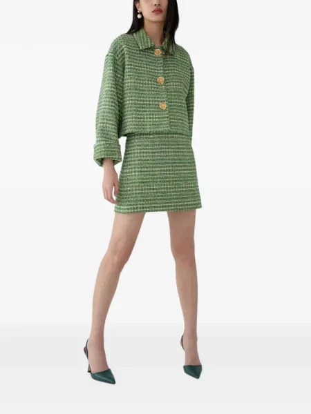 Decupat geacă Carolina Herrera din tweed verde
