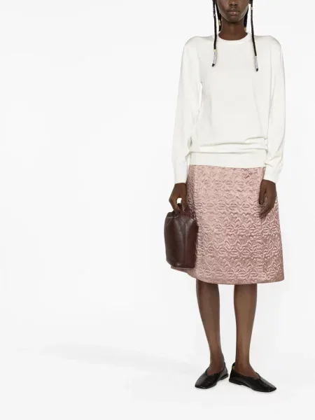 Vilnonis megztinis Jil Sander apvaliu kaklu balta