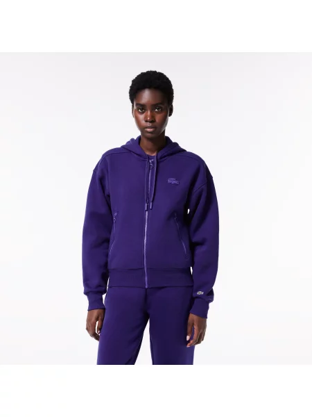 Lacoste Bluza Dresowa Z Zamkiem Błyskawicznym Z Bawełny fioletowa
