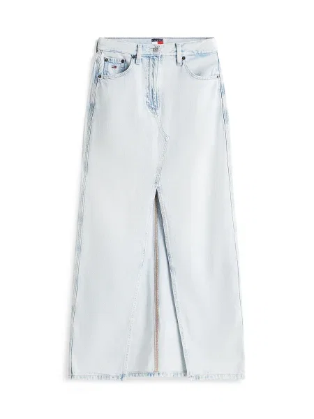 Tommy Jeans fustă jeans maxi drept albastru